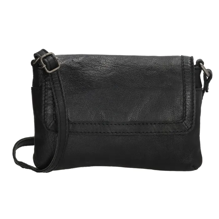 Čierna prešívaná kožená crossbody kabelka „Tanya&quot;